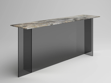 SESTANTE STONE - Rectangular console table with marble top and glass base by Tonelli Design - view 2